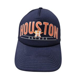 Houston Astros Hat Cap Snap Back Mens One Size Blue MLB 47 Brand Trucker Mesh